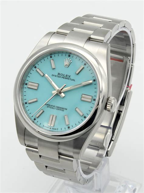 rolex oyster perpetual blue face replica|rolex oyster perpetual 41 tiffany.